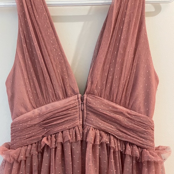 ASOS DESIGN spot tulle mesh plunge pep waist maxi dress prom dress new with tags - Picture 5 of 6